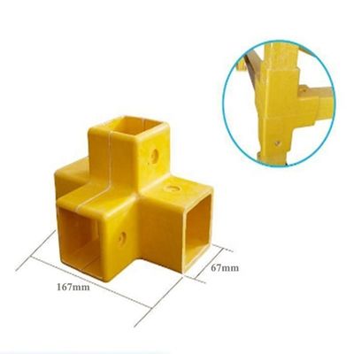 Gelb 50 mm FRP 3-Wege-4-Wege-Fittings/Anschluss für Quadrat-Rundglasfaserzaun/Handrail-Zubehör